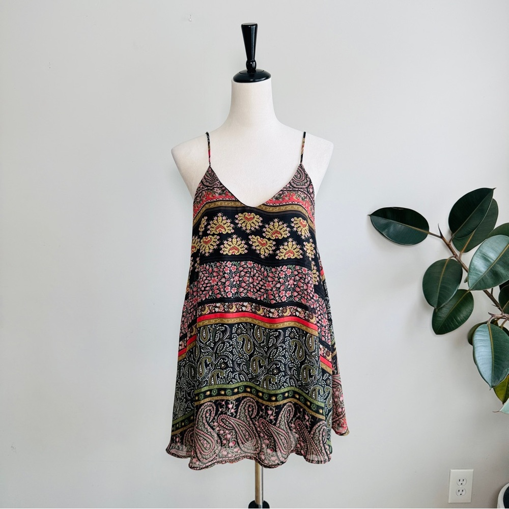 Show Me Your Mumu Floral Paisley Spaghetti Strap Chiffon Flowy Mini Dress XS - Picture 3 of 6